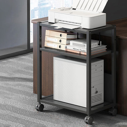 Industrial Style Wooden Bookshelf Etagere Bookcase with Caster Wheels for Office 20.1"L x 11.8"W x 28.3"H Walnut Clearhalo 'Bookcases' 'furn' 'furn_bookcases' 'Furniture' 'furniture_bookcases' 'kitchen' 'kitchen_bookcases' 'Living Room Furniture' 'Office Furniture' 4766089