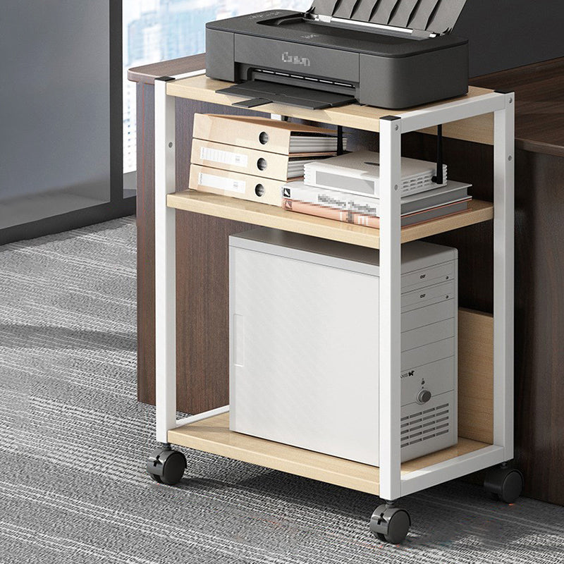 Industrial Style Wooden Bookshelf Etagere Bookcase with Caster Wheels for Office 20.1"L x 11.8"W x 28.3"H Natural Clearhalo 'Bookcases' 'furn' 'furn_bookcases' 'Furniture' 'furniture_bookcases' 'kitchen' 'kitchen_bookcases' 'Living Room Furniture' 'Office Furniture' 4766091