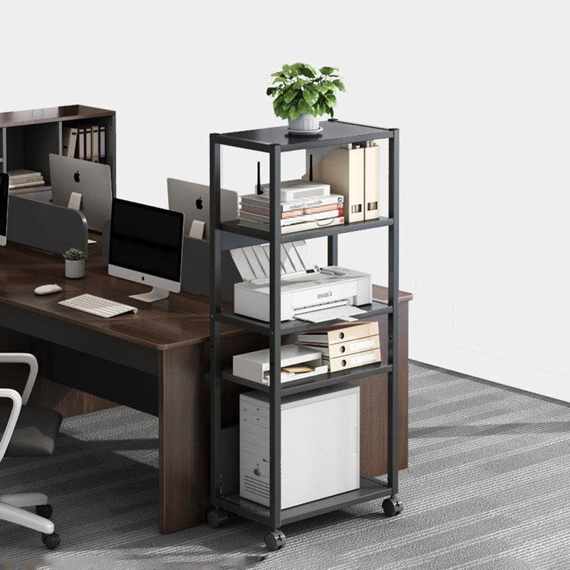 Industrial Style Wooden Bookshelf Etagere Bookcase with Caster Wheels for Office Clearhalo 'Bookcases' 'furn' 'furn_bookcases' 'Furniture' 'furniture_bookcases' 'kitchen' 'kitchen_bookcases' 'Living Room Furniture' 'Office Furniture' 4766092