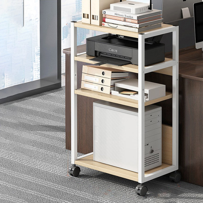 Industrial Style Wooden Bookshelf Etagere Bookcase with Caster Wheels for Office 20.1"L x 11.8"W x 36.6"H Natural Clearhalo 'Bookcases' 'furn' 'furn_bookcases' 'Furniture' 'furniture_bookcases' 'kitchen' 'kitchen_bookcases' 'Living Room Furniture' 'Office Furniture' 4766093