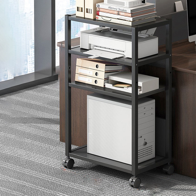 Industrial Style Wooden Bookshelf Etagere Bookcase with Caster Wheels for Office 20.1"L x 11.8"W x 36.6"H Walnut Clearhalo 'Bookcases' 'furn' 'furn_bookcases' 'Furniture' 'furniture_bookcases' 'kitchen' 'kitchen_bookcases' 'Living Room Furniture' 'Office Furniture' 4766097