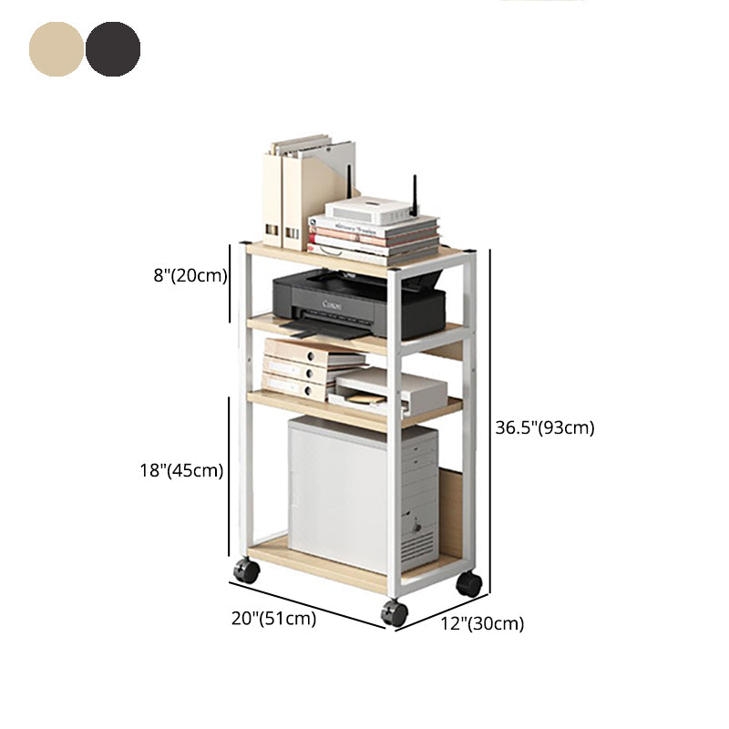 Industrial Style Wooden Bookshelf Etagere Bookcase with Caster Wheels for Office Clearhalo 'Bookcases' 'furn' 'furn_bookcases' 'Furniture' 'furniture_bookcases' 'kitchen' 'kitchen_bookcases' 'Living Room Furniture' 'Office Furniture' 4766103