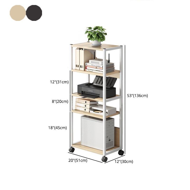 Industrial Style Wooden Bookshelf Etagere Bookcase with Caster Wheels for Office Clearhalo 'Bookcases' 'furn' 'furn_bookcases' 'Furniture' 'furniture_bookcases' 'kitchen' 'kitchen_bookcases' 'Living Room Furniture' 'Office Furniture' 4766104