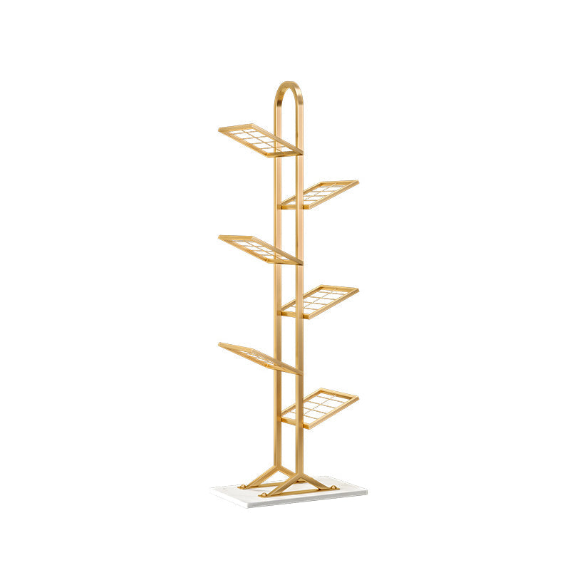 Modern Style Metal Bookshelf Etagere Shelf Bookcase for Home 17.7"L x 9.4"W x 51.2"H Gold Clearhalo 'Bookcases' 'furn' 'furn_bookcases' 'Furniture' 'furniture_bookcases' 'kitchen' 'kitchen_bookcases' 'Living Room Furniture' 'Office Furniture' 4766107