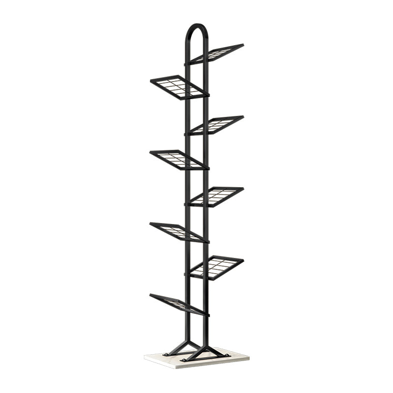 Modern Style Metal Bookshelf Etagere Shelf Bookcase for Home 17.7"L x 9.4"W x 65"H Black Clearhalo 'Bookcases' 'furn' 'furn_bookcases' 'Furniture' 'furniture_bookcases' 'kitchen' 'kitchen_bookcases' 'Living Room Furniture' 'Office Furniture' 4766109