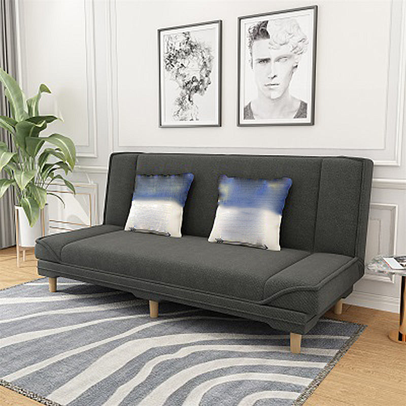 Tight Back Linen Armless Sofa with Foldable and Wear-resisting for Apartment Black Clearhalo 'furn' 'furn_sofas' 'Furniture' 'furniture_sofas' 'kitchen' 'kitchen_sofas' 'Living Room Furniture' 'Sofa' 'sofas' 4766198