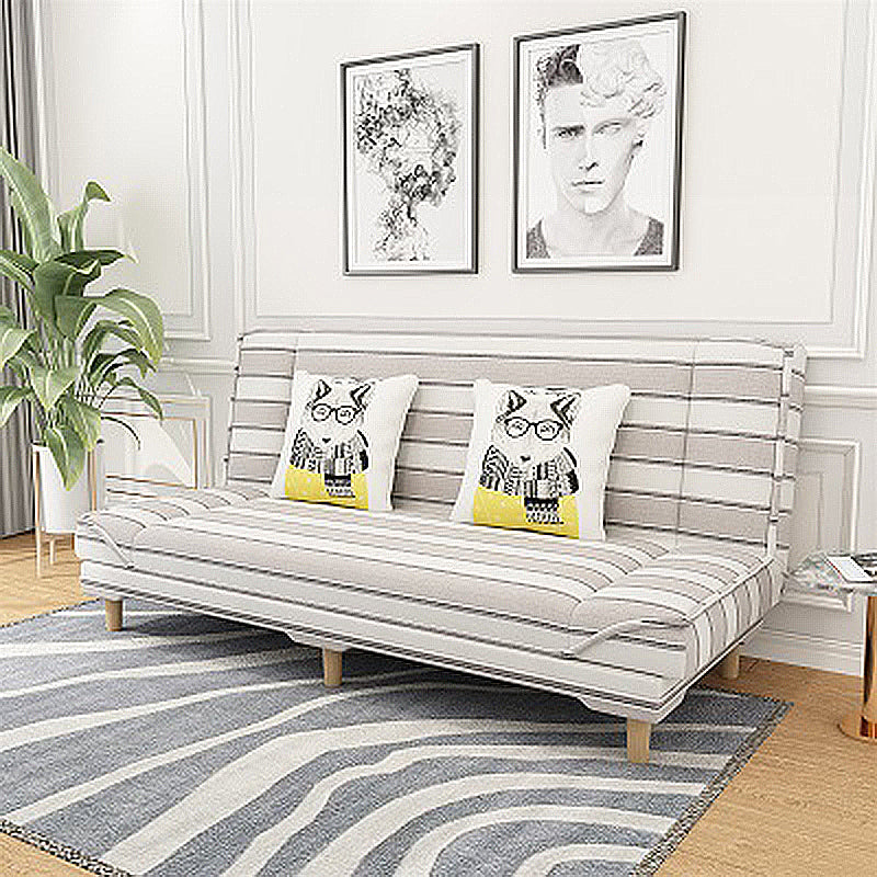 Tight Back Linen Armless Sofa with Foldable and Wear-resisting for Apartment 47"L x 27"W x 31.5"H Gray White Striped Clearhalo 'furn' 'furn_sofas' 'Furniture' 'furniture_sofas' 'kitchen' 'kitchen_sofas' 'Living Room Furniture' 'Sofa' 'sofas' 4766205