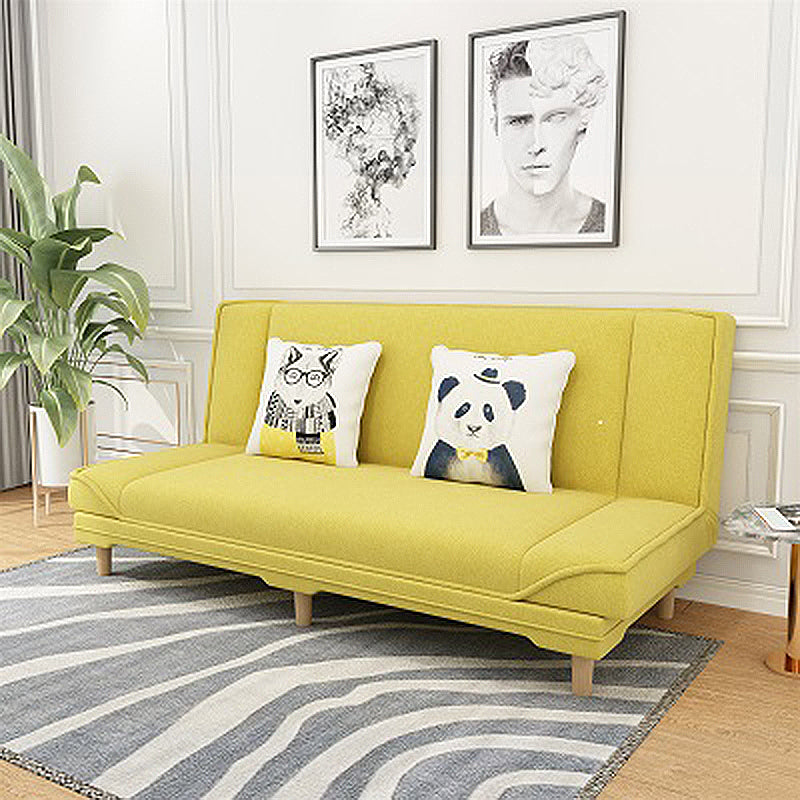 Tight Back Linen Armless Sofa with Foldable and Wear-resisting for Apartment Lemon Yellow Clearhalo 'furn' 'furn_sofas' 'Furniture' 'furniture_sofas' 'kitchen' 'kitchen_sofas' 'Living Room Furniture' 'Sofa' 'sofas' 4766211