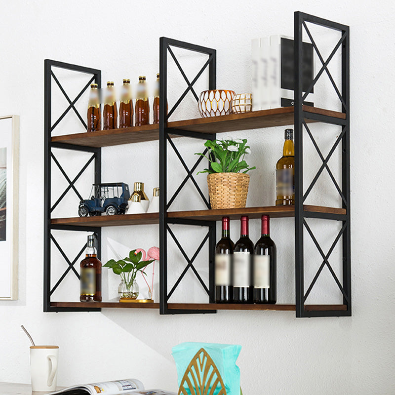 Industrial Style WoodBookshelf Wall Mounted Shelf Bookcase for Home Clearhalo 'Bookcases' 'furn' 'furn_bookcases' 'Furniture' 'furniture_bookcases' 'kitchen' 'kitchen_bookcases' 'Living Room Furniture' 'Office Furniture' 4767421