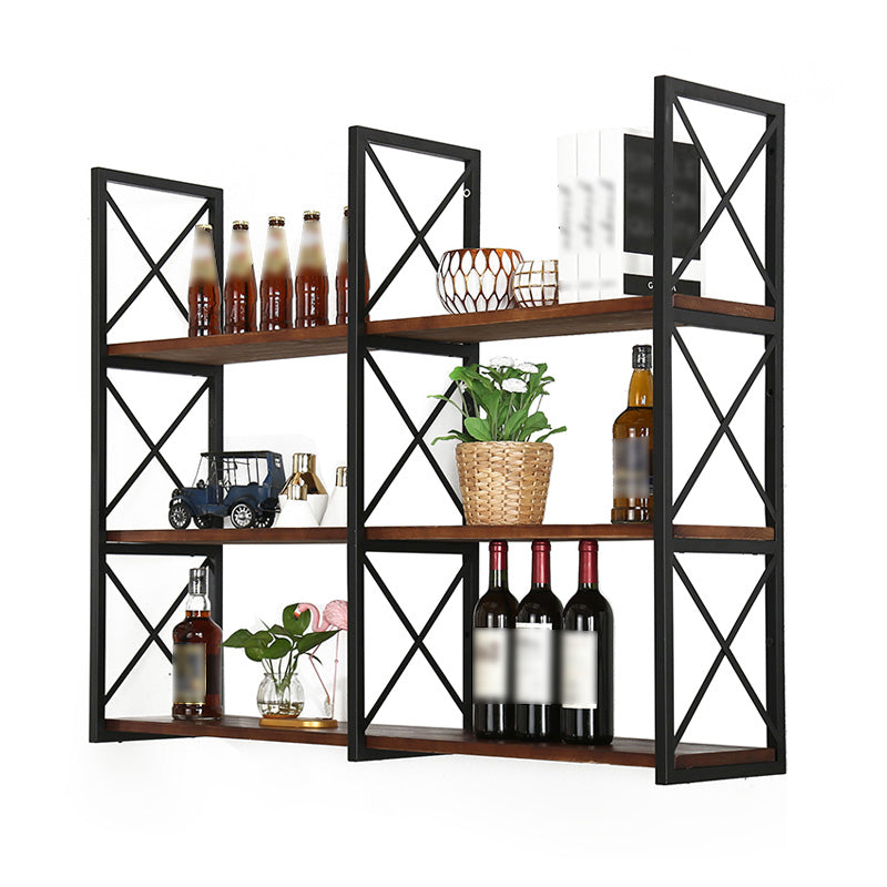 Industrial Style WoodBookshelf Wall Mounted Shelf Bookcase for Home Black Clearhalo 'Bookcases' 'furn' 'furn_bookcases' 'Furniture' 'furniture_bookcases' 'kitchen' 'kitchen_bookcases' 'Living Room Furniture' 'Office Furniture' 4767426