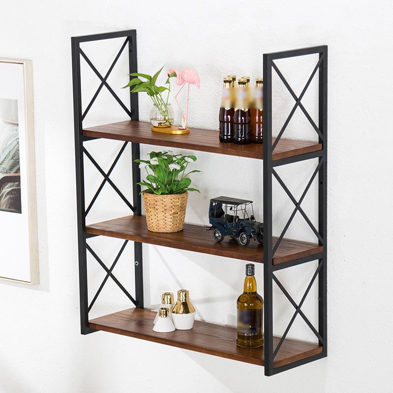 Industrial Style WoodBookshelf Wall Mounted Shelf Bookcase for Home Black Clearhalo 'Bookcases' 'furn' 'furn_bookcases' 'Furniture' 'furniture_bookcases' 'kitchen' 'kitchen_bookcases' 'Living Room Furniture' 'Office Furniture' 4767432
