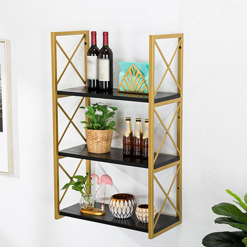Industrial Style WoodBookshelf Wall Mounted Shelf Bookcase for Home Gold Clearhalo 'Bookcases' 'furn' 'furn_bookcases' 'Furniture' 'furniture_bookcases' 'kitchen' 'kitchen_bookcases' 'Living Room Furniture' 'Office Furniture' 4767434