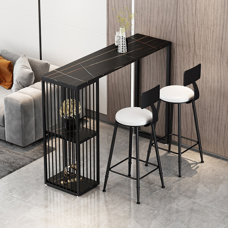 Contemporary Style Dining Bar Counter Table Rectangle Table for Kitchen Black 63"L x 15.7"W x 41.3"H Clearhalo 'Bar Furniture' 'Bar Tables' 'bar_tables' 'Furniture' 'furniture_bar_tables' 'Kitchen & Dining Furniture' 4768397