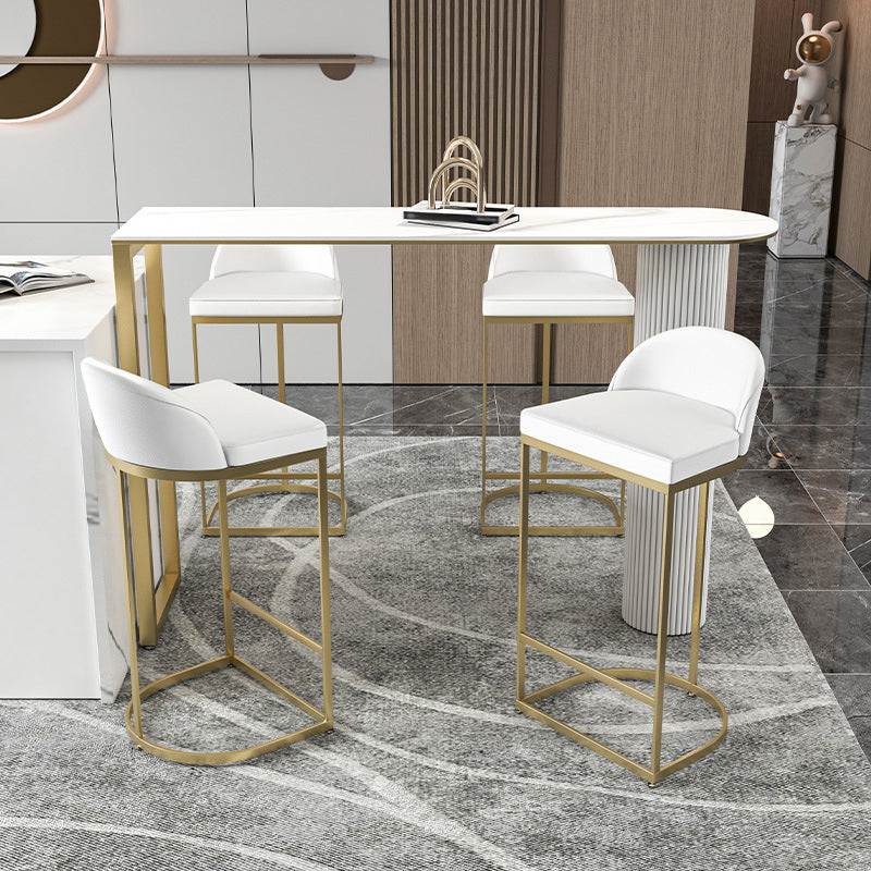 Nordic Rectangle Bar Counter Table Sintered Stone Dining Table for Kitchen with Metal Legs White 55.1"L x 15.7"W x 41.3"H Clearhalo 'Bar Furniture' 'Bar Tables' 'bar_tables' 'Furniture' 'furniture_bar_tables' 'Kitchen & Dining Furniture' 4768528