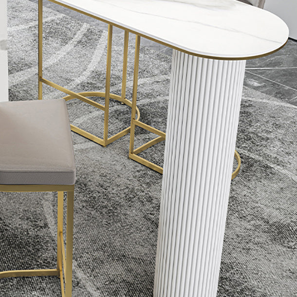 Nordic Rectangle Bar Counter Table Sintered Stone Dining Table for Kitchen with Metal Legs Clearhalo 'Bar Furniture' 'Bar Tables' 'bar_tables' 'Furniture' 'furniture_bar_tables' 'Kitchen & Dining Furniture' 4768531