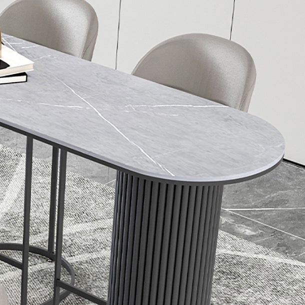 Nordic Rectangle Bar Counter Table Sintered Stone Dining Table for Kitchen with Metal Legs Clearhalo 'Bar Furniture' 'Bar Tables' 'bar_tables' 'Furniture' 'furniture_bar_tables' 'Kitchen & Dining Furniture' 4768532