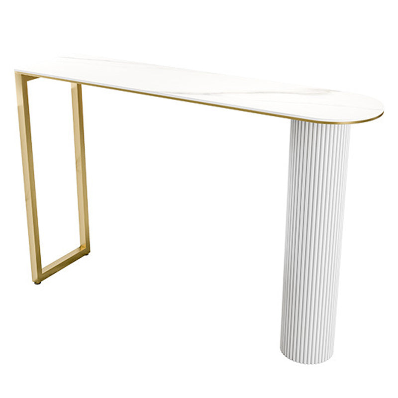 Nordic Rectangle Bar Counter Table Sintered Stone Dining Table for Kitchen with Metal Legs White Clearhalo 'Bar Furniture' 'Bar Tables' 'bar_tables' 'Furniture' 'furniture_bar_tables' 'Kitchen & Dining Furniture' 4768533