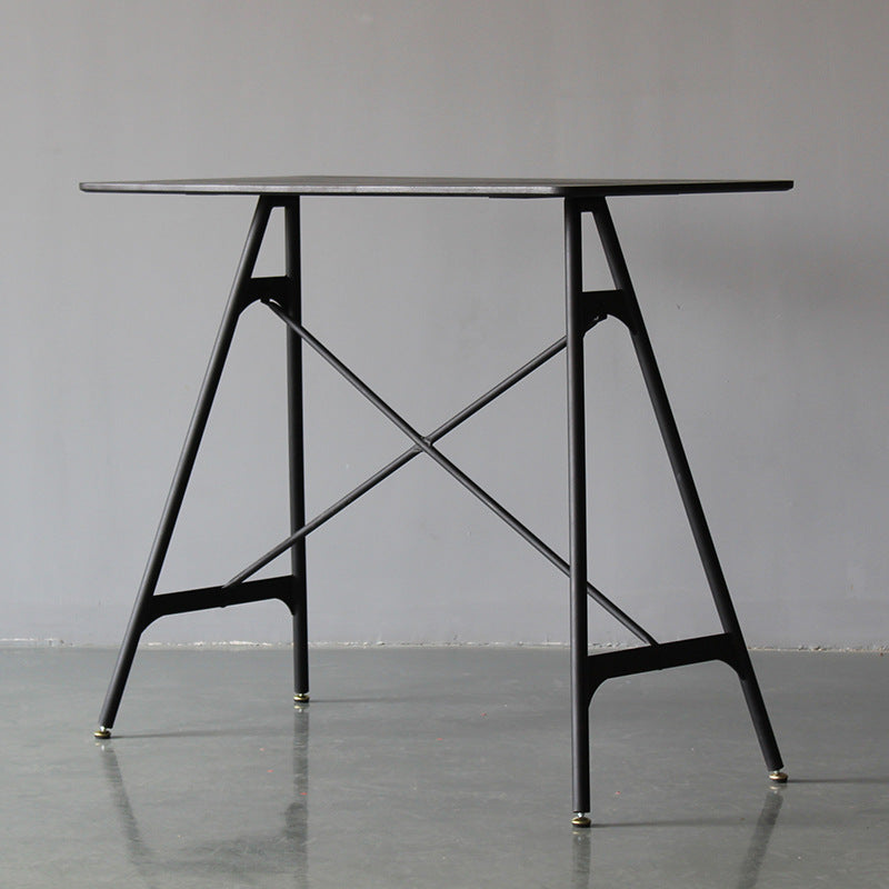 Modern Rectangle Bar Counter Table Wooden Dining Table with Metal Legs Black Black Clearhalo 'Bar Furniture' 'Bar Tables' 'bar_tables' 'furn' 'furn_bar_tables' 'Furniture' 'furniture_bar_tables' 'Kitchen & Dining Furniture' 4768540
