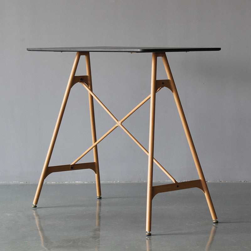 Modern Rectangle Bar Counter Table Wooden Dining Table with Metal Legs Black Natural Clearhalo 'Bar Furniture' 'Bar Tables' 'bar_tables' 'furn' 'furn_bar_tables' 'Furniture' 'furniture_bar_tables' 'Kitchen & Dining Furniture' 4768543
