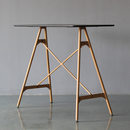 Modern Rectangle Bar Counter Table Wooden Dining Table with Metal Legs Black Natural Clearhalo 'Bar Furniture' 'Bar Tables' 'bar_tables' 'furn' 'furn_bar_tables' 'Furniture' 'furniture_bar_tables' 'Kitchen & Dining Furniture' 4768543