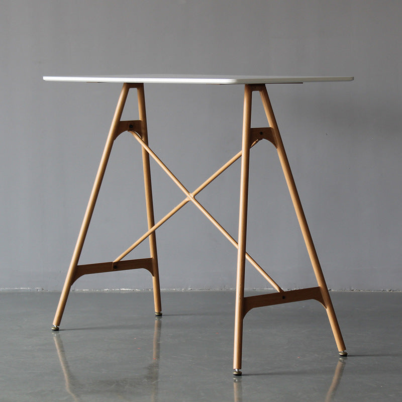 Modern Rectangle Bar Counter Table Wooden Dining Table with Metal Legs White Natural Clearhalo 'Bar Furniture' 'Bar Tables' 'bar_tables' 'furn' 'furn_bar_tables' 'Furniture' 'furniture_bar_tables' 'Kitchen & Dining Furniture' 4768545