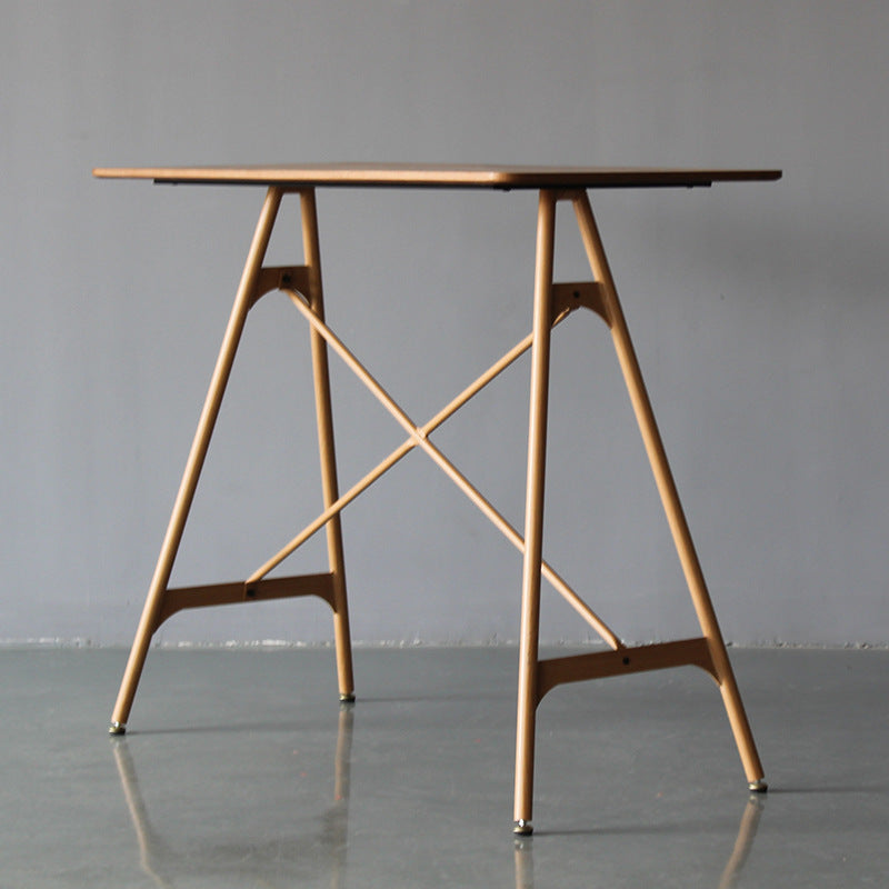 Modern Rectangle Bar Counter Table Wooden Dining Table with Metal Legs Walnut Natural Clearhalo 'Bar Furniture' 'Bar Tables' 'bar_tables' 'furn' 'furn_bar_tables' 'Furniture' 'furniture_bar_tables' 'Kitchen & Dining Furniture' 4768548