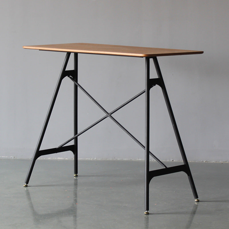 Modern Rectangle Bar Counter Table Wooden Dining Table with Metal Legs Clearhalo 'Bar Furniture' 'Bar Tables' 'bar_tables' 'furn' 'furn_bar_tables' 'Furniture' 'furniture_bar_tables' 'Kitchen & Dining Furniture' 4768552