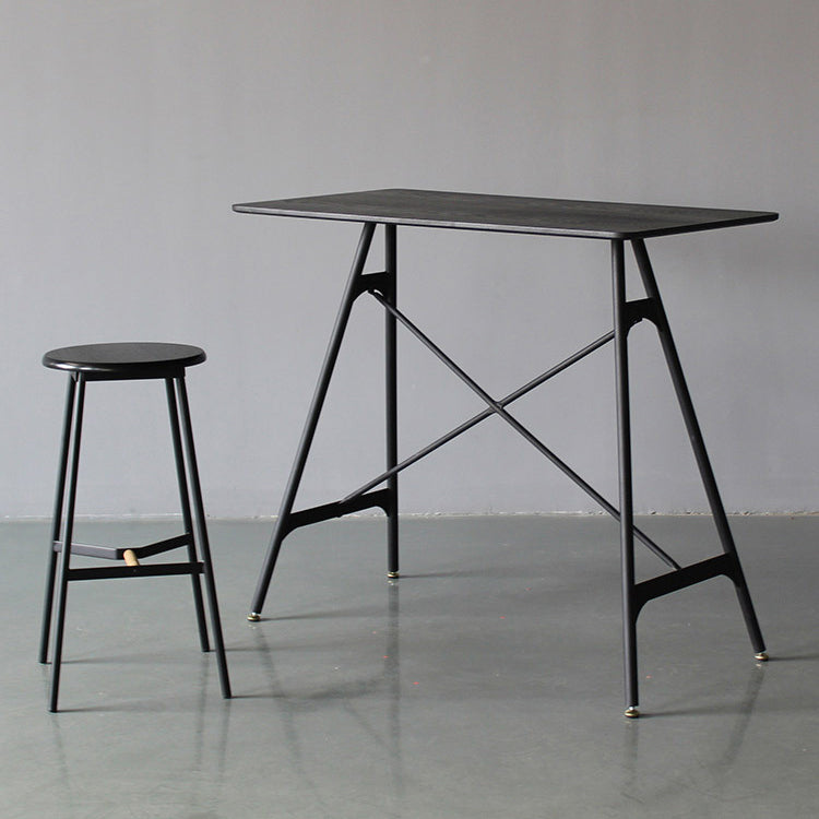 Modern Rectangle Bar Counter Table Wooden Dining Table with Metal Legs Clearhalo 'Bar Furniture' 'Bar Tables' 'bar_tables' 'furn' 'furn_bar_tables' 'Furniture' 'furniture_bar_tables' 'Kitchen & Dining Furniture' 4768553