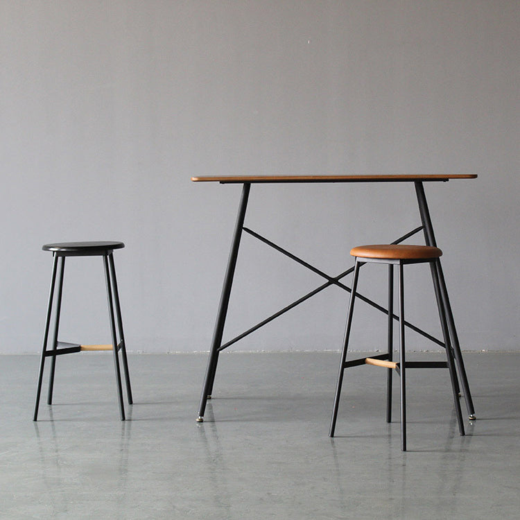 Modern Rectangle Bar Counter Table Wooden Dining Table with Metal Legs Clearhalo 'Bar Furniture' 'Bar Tables' 'bar_tables' 'furn' 'furn_bar_tables' 'Furniture' 'furniture_bar_tables' 'Kitchen & Dining Furniture' 4768556