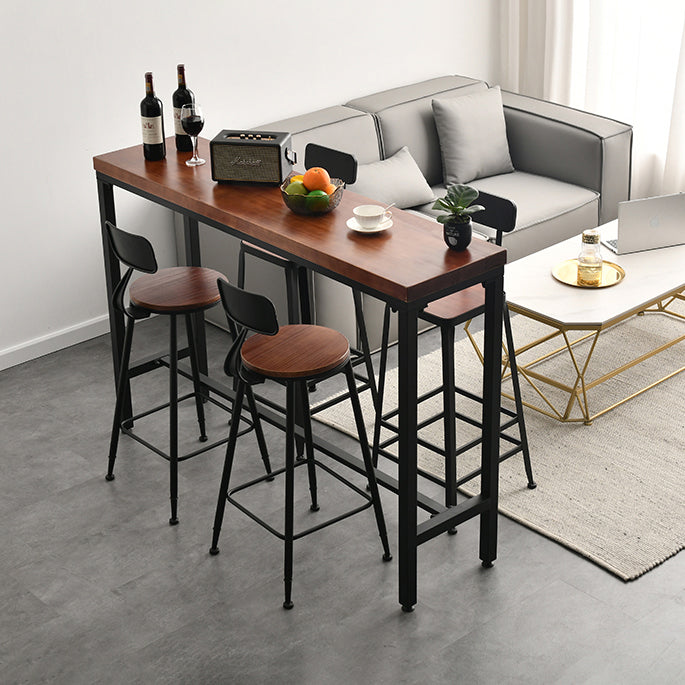 Industrial Rectangle Bar Counter Table Wooden Dining Table with Metal Legs 86.6"L x 15.7"W x 41.3"H Without Chairs Clearhalo 'Bar Furniture' 'Bar Tables' 'bar_tables' 'furn' 'furn_bar_tables' 'Furniture' 'furniture_bar_tables' 'Kitchen & Dining Furniture' 4768561