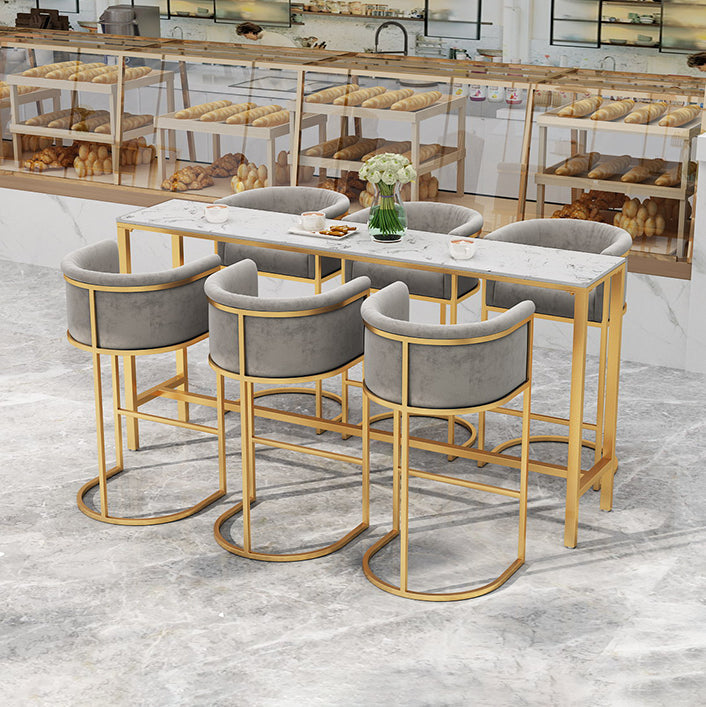 Nordic Glam Rectangle Bar Counter Table Sintered Stone Dining Table 70.9"L x 15.7"W x 41.3"H Without Chairs Clearhalo 'Bar Furniture' 'Bar Tables' 'bar_tables' 'furn' 'furn_bar_tables' 'Furniture' 'furniture_bar_tables' 'Kitchen & Dining Furniture' 4768575