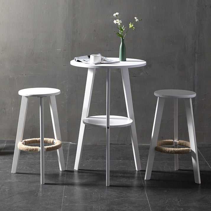 Contemporary Round Counter Table Dining Wooden Counter Table for Restaurant 23.6"L x 23.6"W x 40.2"H White Without Chairs Clearhalo 'Bar Furniture' 'Bar Tables' 'bar_tables' 'furn' 'furn_bar_tables' 'Furniture' 'furniture_bar_tables' 'Kitchen & Dining Furniture' 4768586