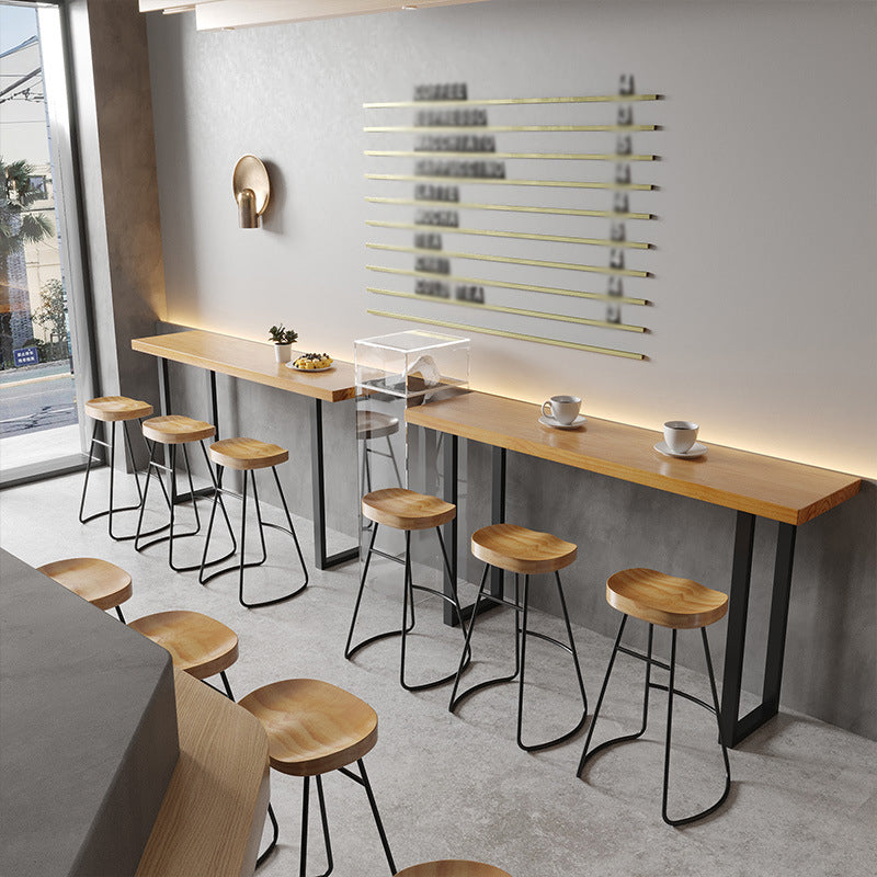 Solid Wood Bar Table Industrial Bar Dining Table with Black Sled Base 70.9"L x 15.7"W x 41.3"H Without Chairs Clearhalo 'Bar Furniture' 'Bar Tables' 'bar_tables' 'furn' 'furn_bar_tables' 'Furniture' 'furniture_bar_tables' 'Kitchen & Dining Furniture' 4768602