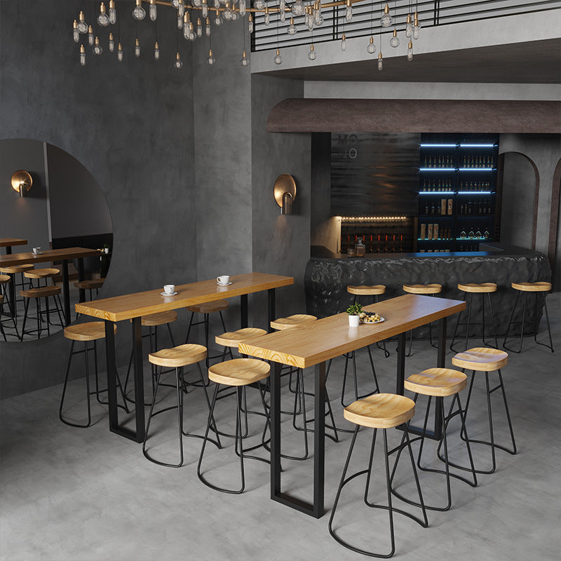 Solid Wood Bar Table Industrial Bar Dining Table with Black Sled Base Clearhalo 'Bar Furniture' 'Bar Tables' 'bar_tables' 'furn' 'furn_bar_tables' 'Furniture' 'furniture_bar_tables' 'Kitchen & Dining Furniture' 4768603