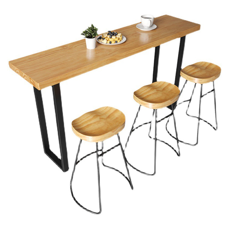 Solid Wood Bar Table Industrial Bar Dining Table with Black Sled Base Clearhalo 'Bar Furniture' 'Bar Tables' 'bar_tables' 'furn' 'furn_bar_tables' 'Furniture' 'furniture_bar_tables' 'Kitchen & Dining Furniture' 4768610