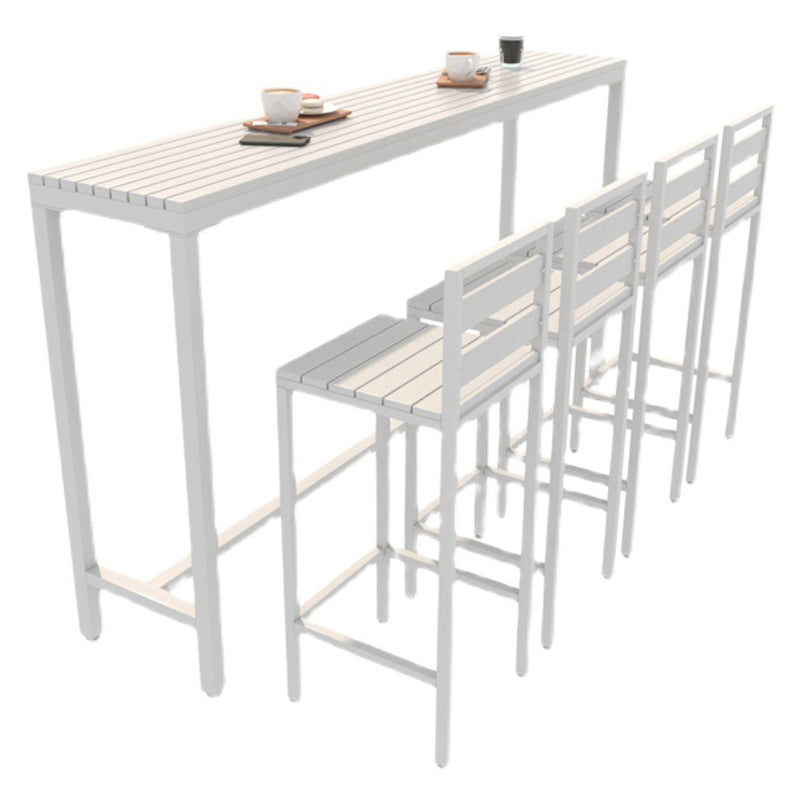 Rectangle Bar Dining Table Industrial Bar Dining Table with Trestle Base White White Clearhalo 'Bar Furniture' 'Bar Tables' 'bar_tables' 'furn' 'furn_bar_tables' 'Furniture' 'furniture_bar_tables' 'Kitchen & Dining Furniture' 4768635