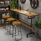 Rectangle Bar Dining Table Contemporary Wood Bar Table with Trestle Base 86.6"L x 15.7"W x 41.3"H Without Chairs Clearhalo 'Bar Furniture' 'Bar Tables' 'bar_tables' 'furn' 'furn_bar_tables' 'Furniture' 'furniture_bar_tables' 'Kitchen & Dining Furniture' 4768648