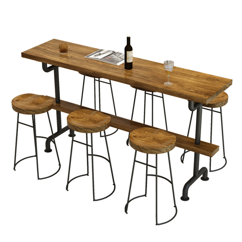 Rectangle Bar Dining Table Contemporary Wood Bar Table with Trestle Base Clearhalo 'Bar Furniture' 'Bar Tables' 'bar_tables' 'furn' 'furn_bar_tables' 'Furniture' 'furniture_bar_tables' 'Kitchen & Dining Furniture' 4768656