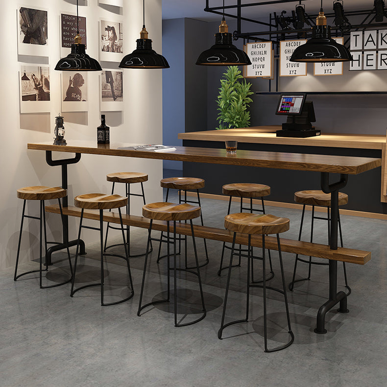 Rectangle Bar Dining Table Contemporary Wood Bar Table with Trestle Base Clearhalo 'Bar Furniture' 'Bar Tables' 'bar_tables' 'furn' 'furn_bar_tables' 'Furniture' 'furniture_bar_tables' 'Kitchen & Dining Furniture' 4768657