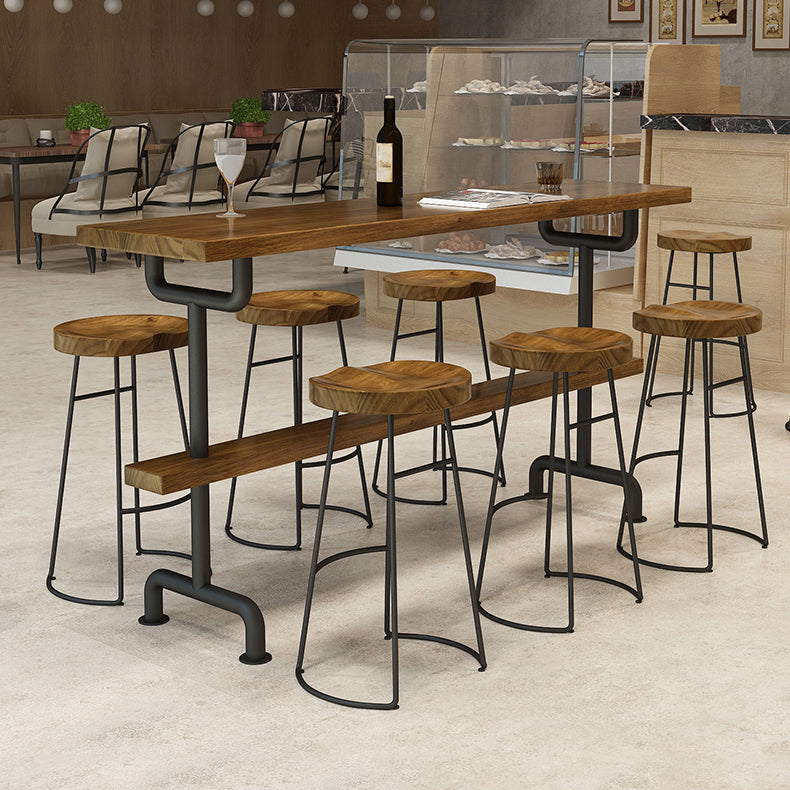 Rectangle Bar Dining Table Contemporary Wood Bar Table with Trestle Base Clearhalo 'Bar Furniture' 'Bar Tables' 'bar_tables' 'furn' 'furn_bar_tables' 'Furniture' 'furniture_bar_tables' 'Kitchen & Dining Furniture' 4768658