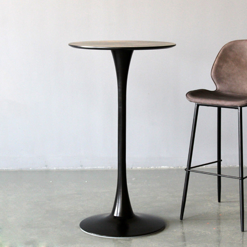 Contemporary Round Counter Table Dining Metal Counter Table for Restaurant Natural Black Without Chairs Clearhalo 'Bar Furniture' 'Bar Tables' 'bar_tables' 'furn' 'furn_bar_tables' 'Furniture' 'furniture_bar_tables' 'Kitchen & Dining Furniture' 4768703
