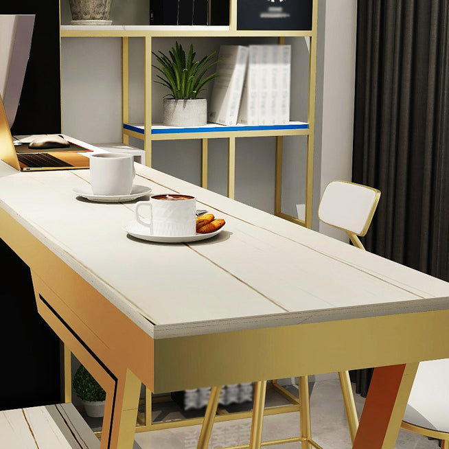 Rectangle Stone Top Bar Dining Table Traditional Luxury Bar Table with Trestle Base Clearhalo 'Bar Furniture' 'Bar Tables' 'bar_tables' 'furn' 'furn_bar_tables' 'Furniture' 'furniture_bar_tables' 'Kitchen & Dining Furniture' 4768736