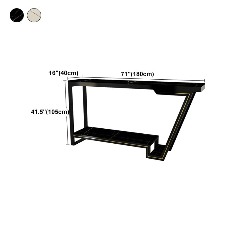 Rectangle Stone Top Bar Dining Table Traditional Luxury Bar Table with Trestle Base Clearhalo 'Bar Furniture' 'Bar Tables' 'bar_tables' 'furn' 'furn_bar_tables' 'Furniture' 'furniture_bar_tables' 'Kitchen & Dining Furniture' 4768741