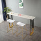 Stone Top Bar Table Traditional Luxury Rectangle Bar Table with Sled Base in Gold White Without Chairs Clearhalo 'Bar Furniture' 'Bar Tables' 'bar_tables' 'furn' 'furn_bar_tables' 'Furniture' 'furniture_bar_tables' 'Kitchen & Dining Furniture' 4768742