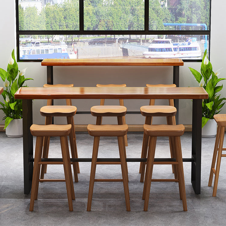 Rectangle Wood Bar Dining Table Contemporary Bar Table with Trestle Base 47.2"L x 23.6"W x 41.3"H Black Without Chairs Clearhalo 'Bar Furniture' 'Bar Tables' 'bar_tables' 'furn' 'furn_bar_tables' 'Furniture' 'furniture_bar_tables' 'Kitchen & Dining Furniture' 4768756