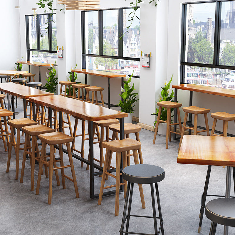 Rectangle Wood Bar Dining Table Contemporary Bar Table with Trestle Base Clearhalo 'Bar Furniture' 'Bar Tables' 'bar_tables' 'furn' 'furn_bar_tables' 'Furniture' 'furniture_bar_tables' 'Kitchen & Dining Furniture' 4768757