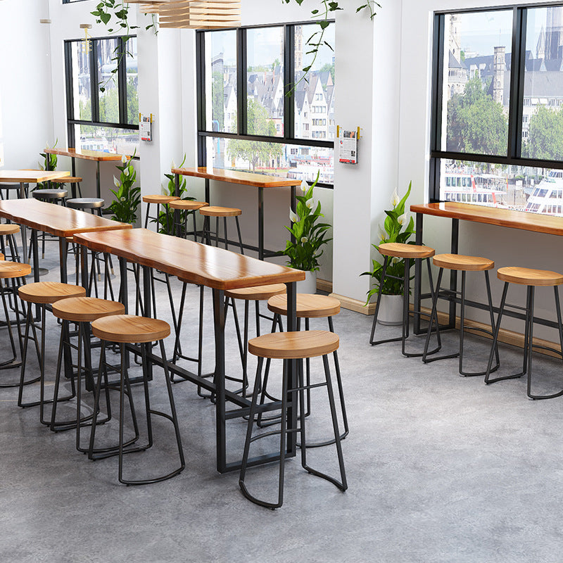 Rectangle Wood Bar Dining Table Contemporary Bar Table with Trestle Base Black Without Chairs Clearhalo 'Bar Furniture' 'Bar Tables' 'bar_tables' 'furn' 'furn_bar_tables' 'Furniture' 'furniture_bar_tables' 'Kitchen & Dining Furniture' 4768759
