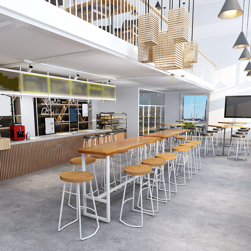 Rectangle Wood Bar Dining Table Contemporary Bar Table with Trestle Base White Without Chairs Clearhalo 'Bar Furniture' 'Bar Tables' 'bar_tables' 'furn' 'furn_bar_tables' 'Furniture' 'furniture_bar_tables' 'Kitchen & Dining Furniture' 4768764