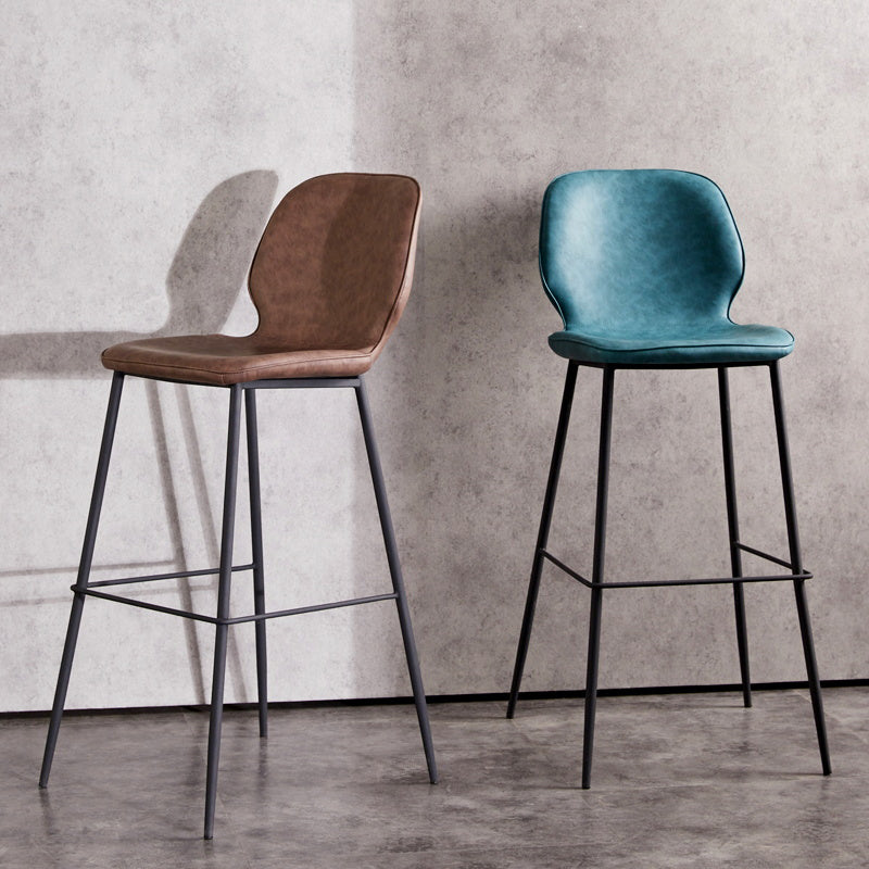 Modern Low Back Bar-stool PU Leather Bar Stool with Metal Legs Clearhalo 'Bar Furniture' 'Bar Stools' 'bar_stools' 'furn' 'furn_bar_stools' 'Furniture' 'furniture_bar_stools' 'Kitchen & Dining Furniture' 4768782