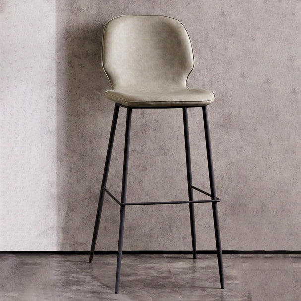 Modern Low Back Bar-stool PU Leather Bar Stool with Metal Legs Light Gray 1 Piece Clearhalo 'Bar Furniture' 'Bar Stools' 'bar_stools' 'furn' 'furn_bar_stools' 'Furniture' 'furniture_bar_stools' 'Kitchen & Dining Furniture' 4768783